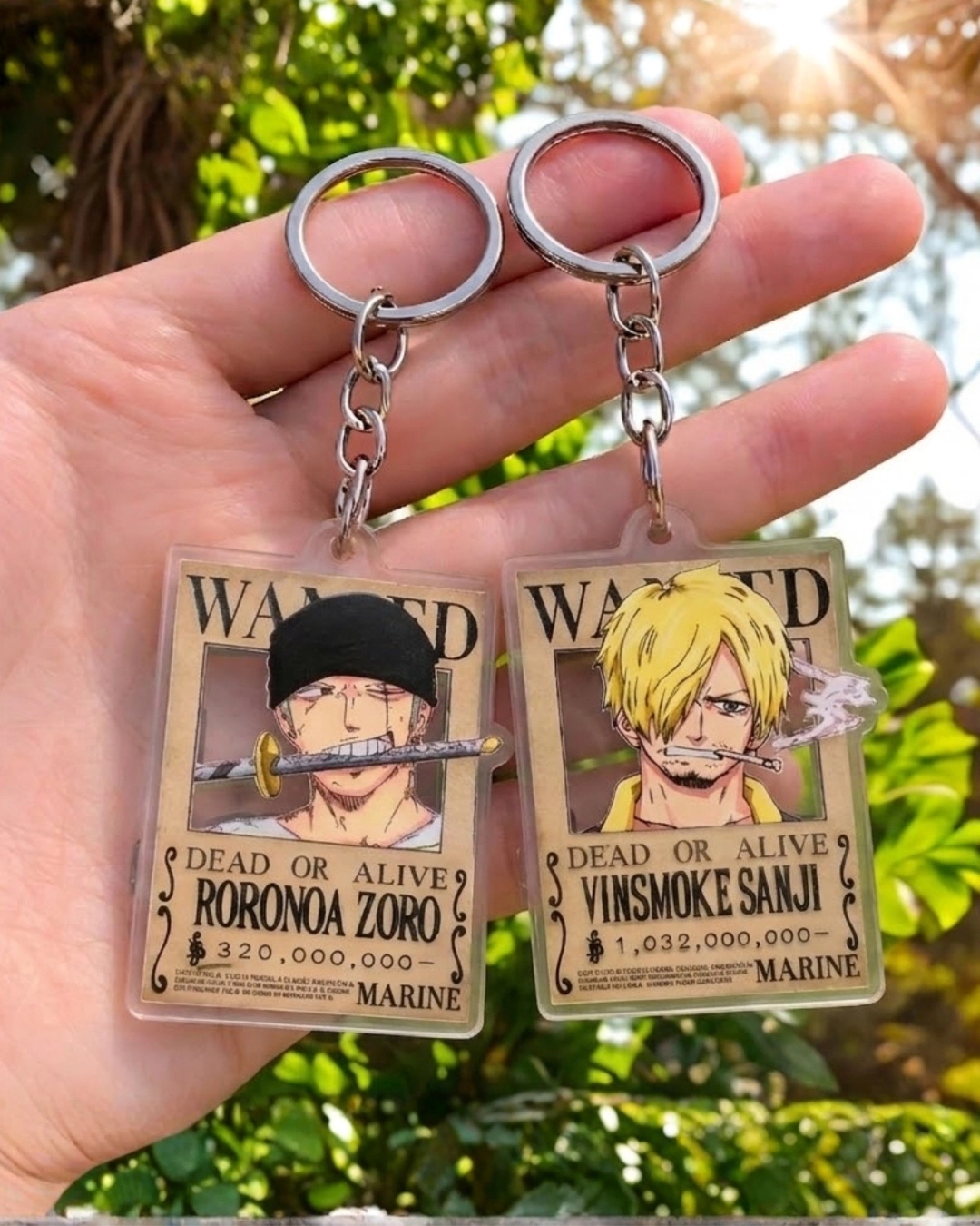 Set of 2 One Piece Zoro and Sanji Premium Acrylic Hanging Keychains|Perfect for bags, Keyrings and for Anime Lovers